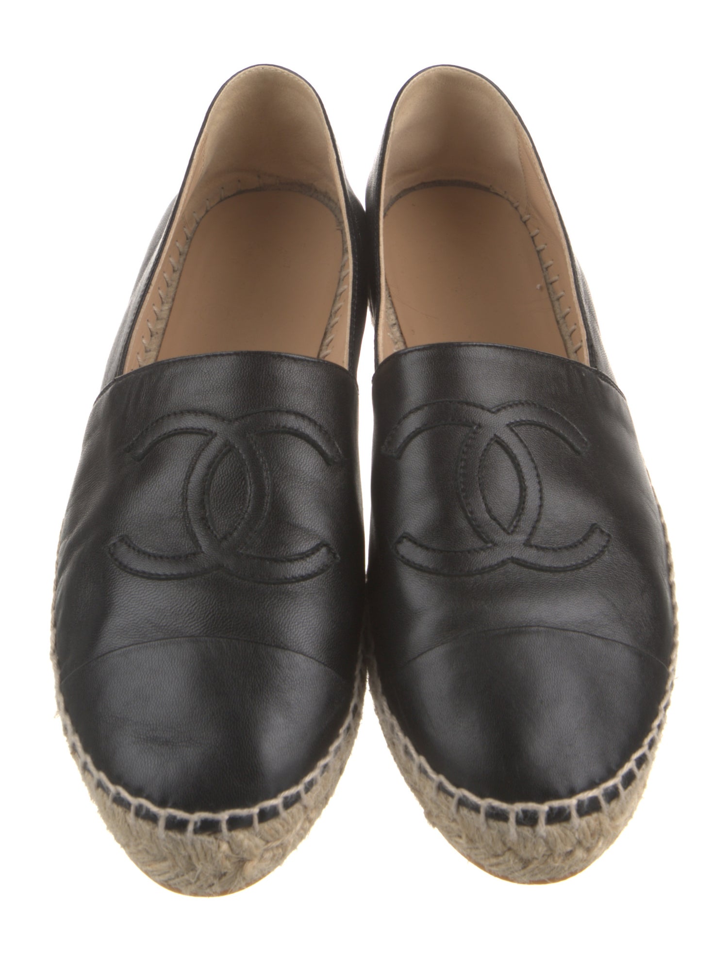 Chanel Interlocking CC Logo Leather Espadrilles